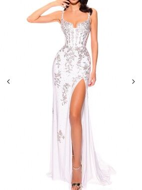 NWT Amarra 88854 Ivory Rhinestone Gown - Size 10 - Never Worn